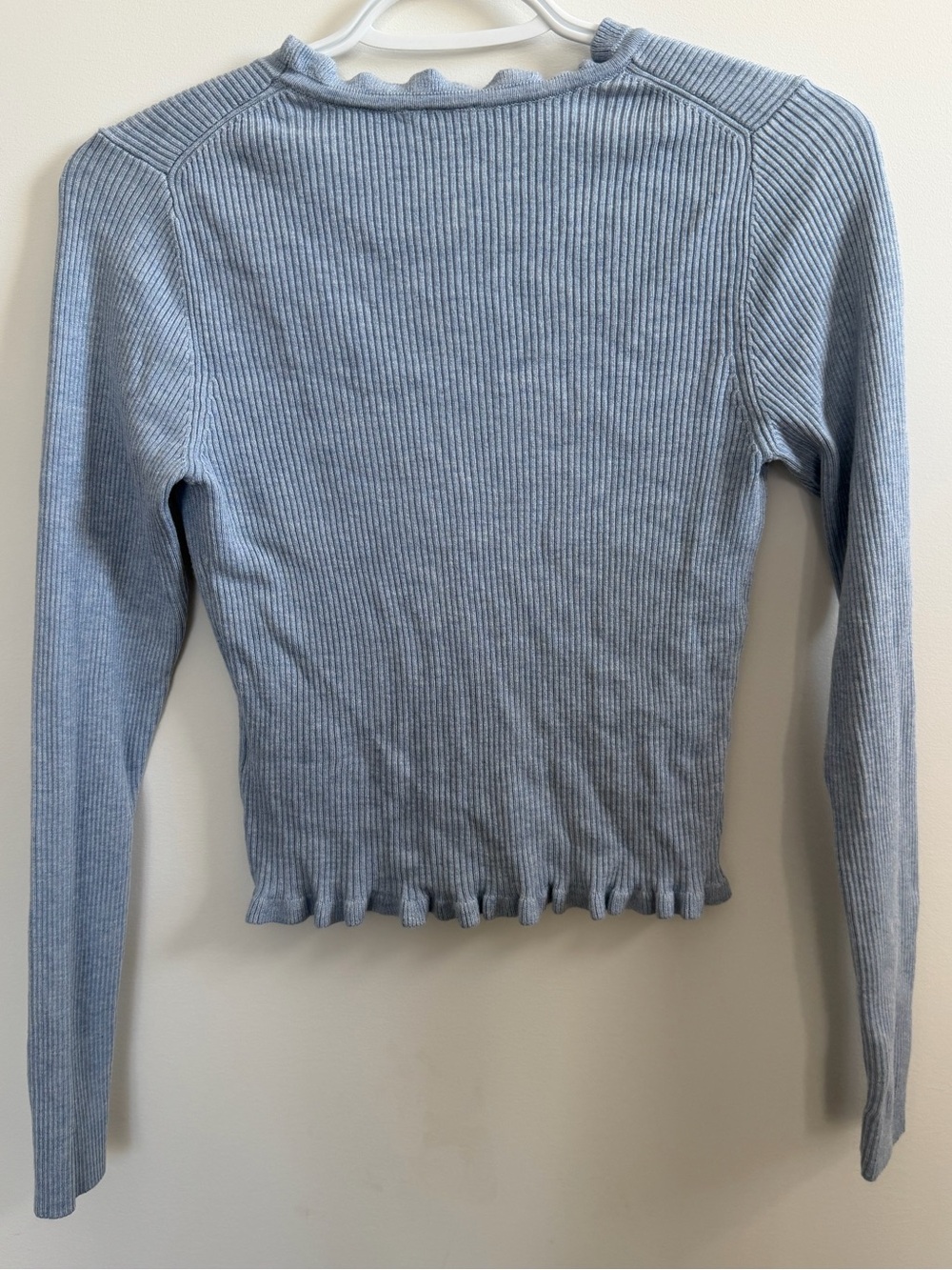 Ruffle Trim Ribbed Cardigan - Picture 2 of 5